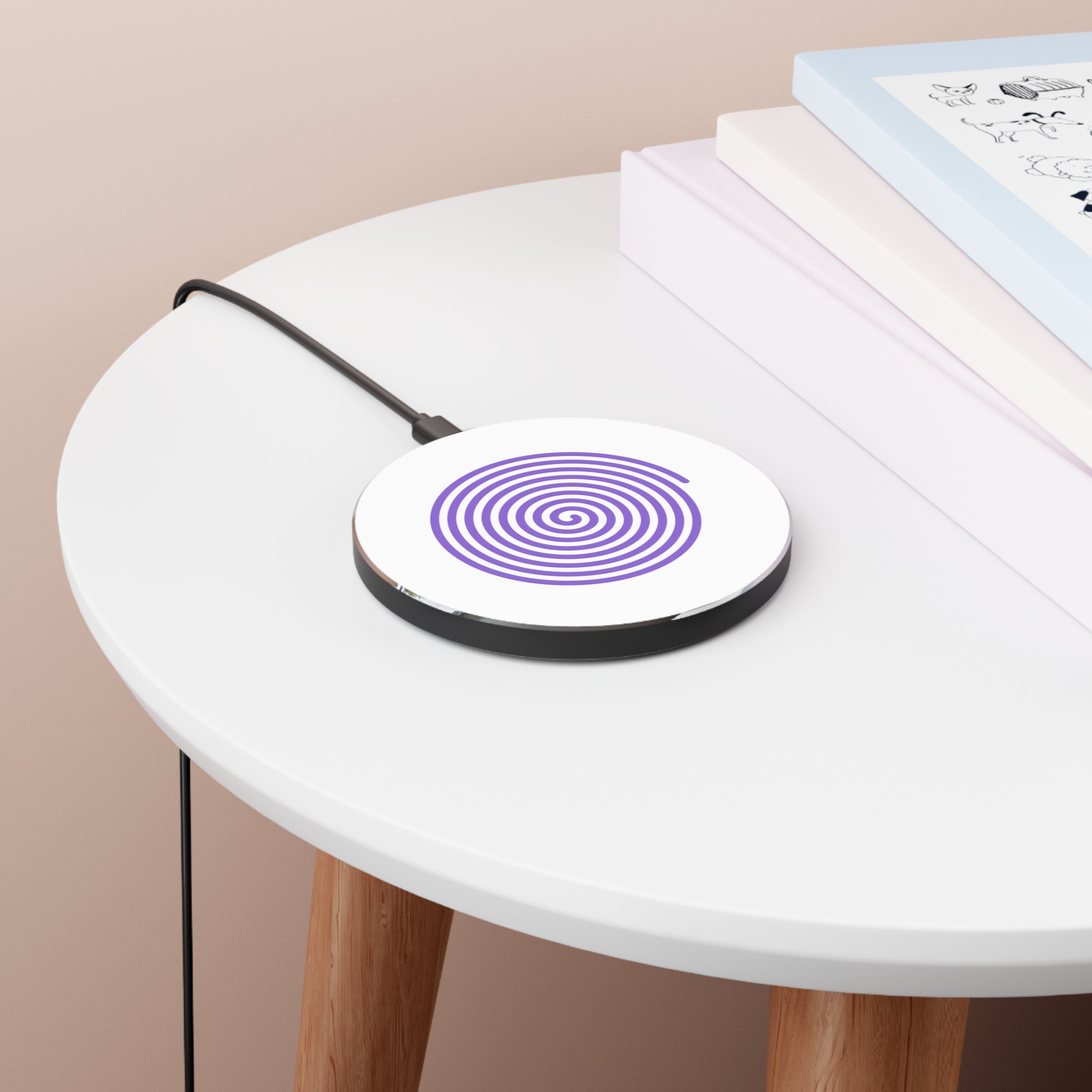 Stylish Wireless Charger with Spiral Design, Phone Accessory, Home Office Decor, Gift for Tech Lovers, Modern Charging Pad