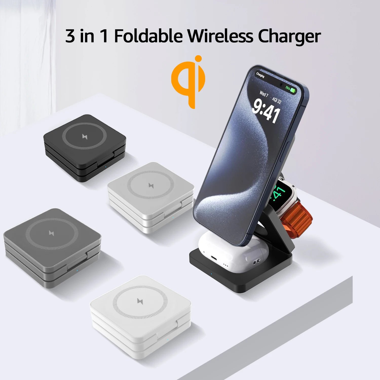 15W Magnetic Trifold Wireless Charger