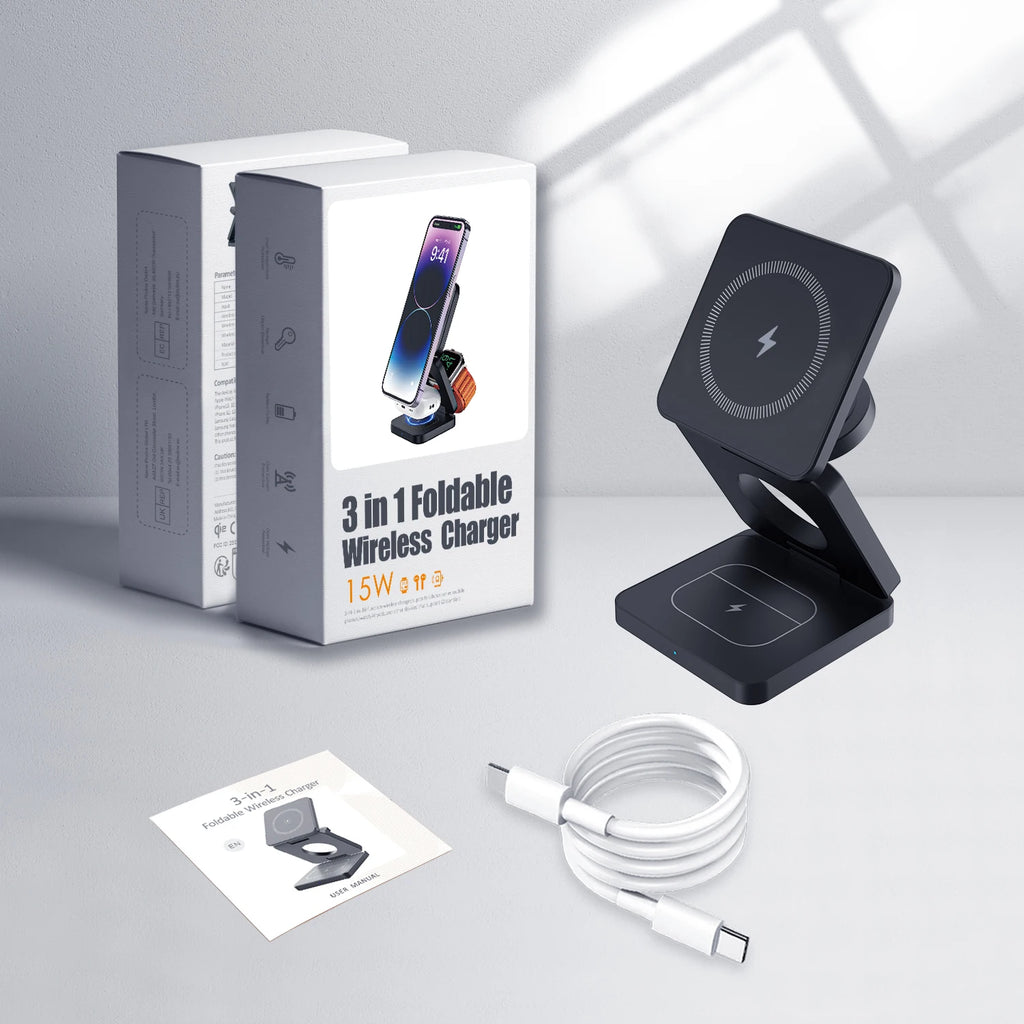 15W Magnetic Trifold Wireless Charger