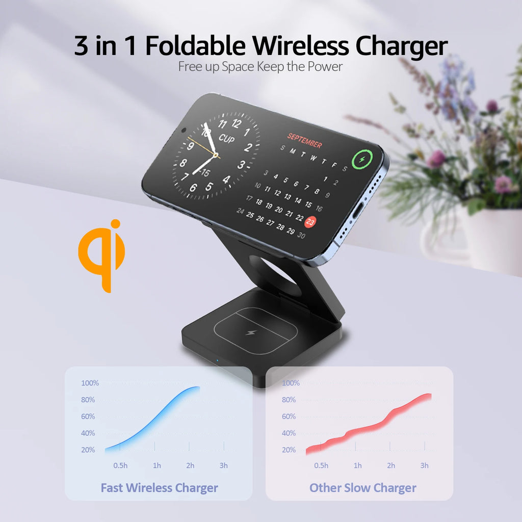 15W Magnetic Trifold Wireless Charger