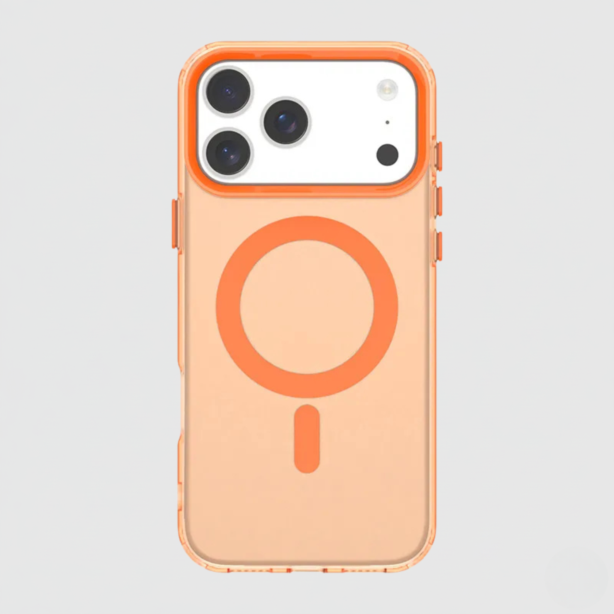 The Desert Orange frosted matte MagSafe case for iPhone 17 Pro Max.