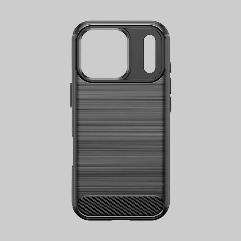 Black phone case with carbon fiber texture for iPhone 17 pro max
